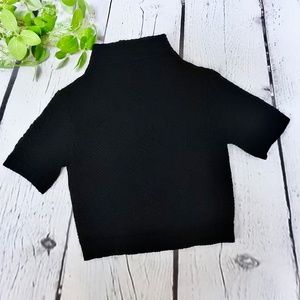 Revamped Women's Mock Neck Smocked Top Black Size Small